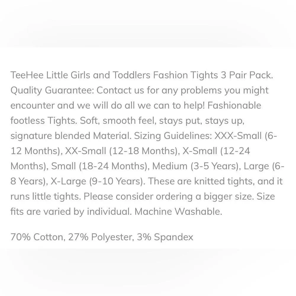 NWT TeeHee Girls 3 Pack Argyle Pattern Tights Multicolor - Size XL